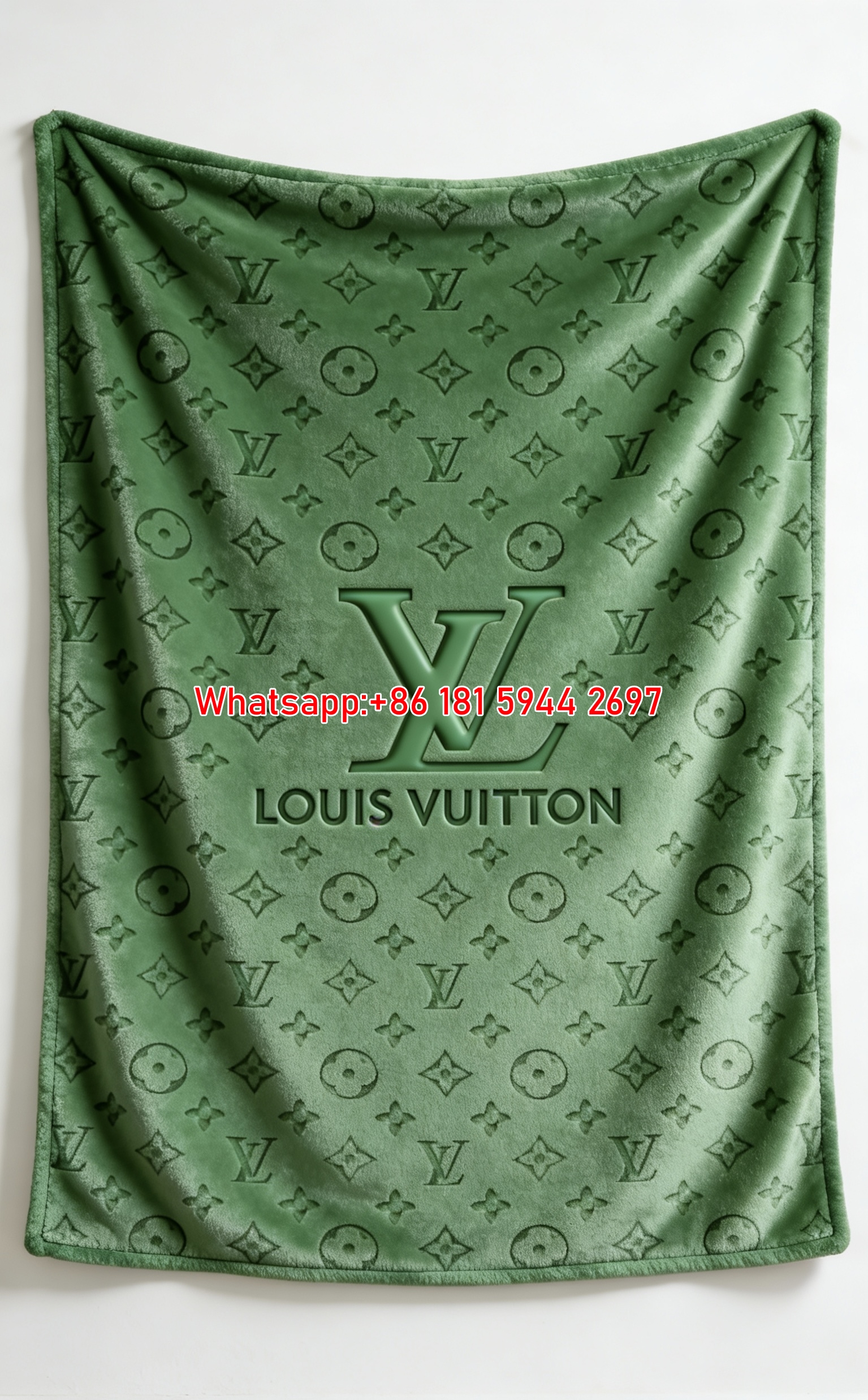 Green LV Monogram Blanket Embossed LV Blanket 117